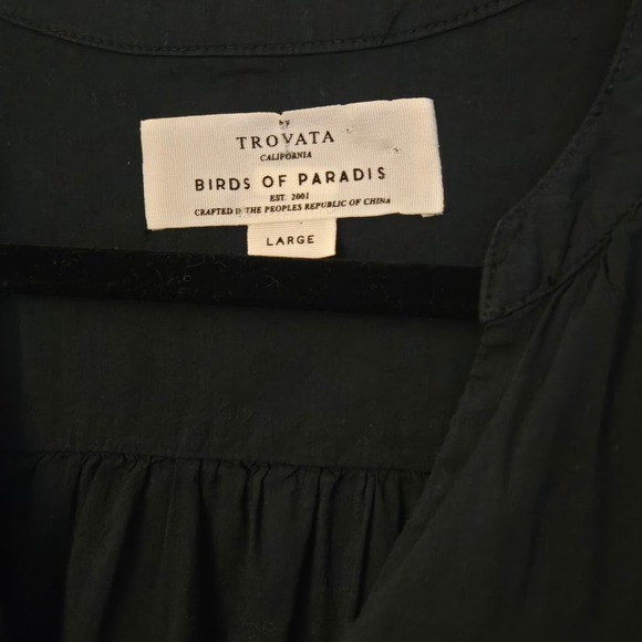 Birds of Paradis California Button Front Blouse Blue Boho Chic Top Size L - Picture 5 of 13